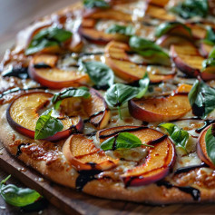 Pizza Bianca with Peaches Basil and Balsamic