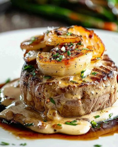 Regal Beef Tenderloin with Decadent Seafood Topping