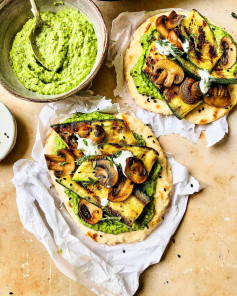 Roasted Courgette & white Miso Pesto Flatbreads