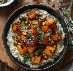 Savoury Oatmeal with Squash and Pepita (Vegan)