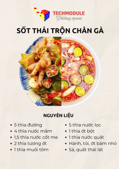 sốt thái trộn chân gà, nước chấm gỏi cuốn, nem rán, xì dầu chấm thịt vịt, nước chấm hải sản, mắm me chấm gỏi cuốn, nước chấm chân gà, sốt chấm đồ nướng, sốt thái trộn hải sản, nước chấm mắm gừng, muối tiêu chấm hải sản,