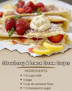 🍓 Strawberry & Lemon Cream Crepes 🍋