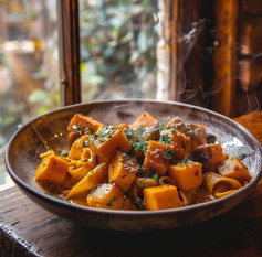 Sweet potato harissa pasta 🍝