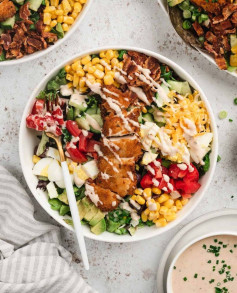 This Crispy Chicken Salad is hearty, delicious, and absolutely loaded! It has crispy frie