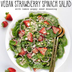 This Vegan Strawberry Spinach Salad is the ultimate summer salad, coming together in just