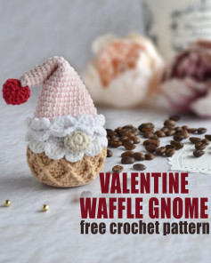 valentine waffle gnome free crochet pattern