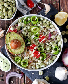 🥑 Vegan Green Goddess Buddha Bowl with Avocado Tahini dressing