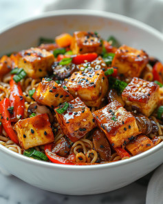 Vegan Teriyaki Tofu Noodles🍜These absolutely Bang!Follow @plantiful.palate for more reci