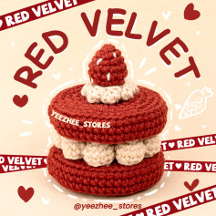 A super sweet crochet pattern—Red Velvet Cake! 🍰