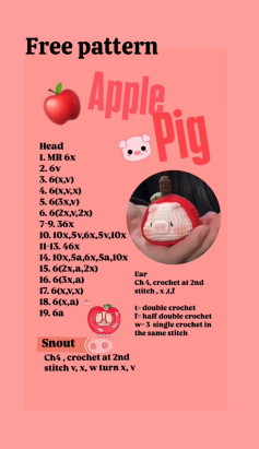 free pattern apple pig