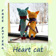 free pattern heart cat