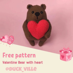 free pattern valentine bear with heart