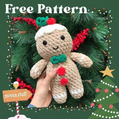 𝐅𝐫𝐞𝐞 𝐏𝐚𝐭𝐭𝐞𝐫𝐧 🎄 Gingerbread Man crochet amigurumi pattern