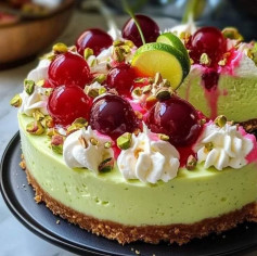 Luscious Lemon-Lime Cherry Pistachio Cheesecake 🍋🍒💚