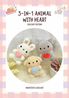 3-IN-1 ANIMAL WITH HEART CROCHET PATTERN