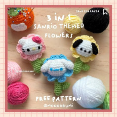 3 in 1 sanrio the meo flowers free pattern