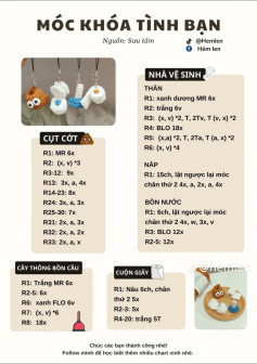 chart móc khóa tình bạn: cục cớt, bồn cầu, nhà vệ sinh, cây thông bồn cầu, cuộn giấy.