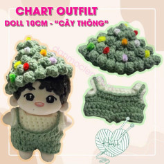 Chart móc outfit cây thông cho doll 10cm