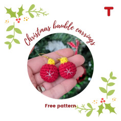 christmas bauble earrings free pattern ☺️