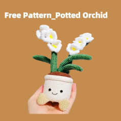 🌸 Crochet Your Own Potted Orchid – FREE Pattern! 🌿