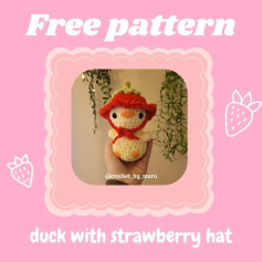 FREE CROCHET PATTERN - duck with strawberry hat 🐥🍓