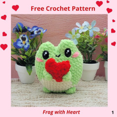 free crochet pattern frog with heart