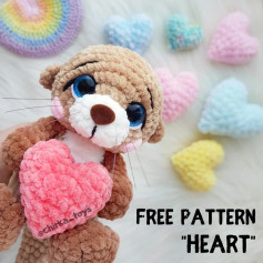 Free crochet pattern pink HEART 💜💗💛💚💙