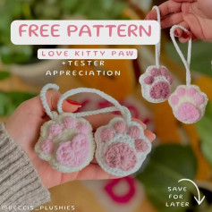 free pattern love kitty paw