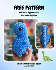 free pattern no sew baby dino