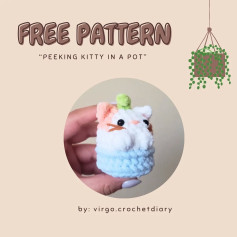 free pattern peeking kitty in a pot