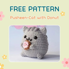 free pattern pusheen cat with donut