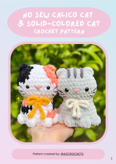 No sew calico cat & solid-colored cat Crochet Pattern