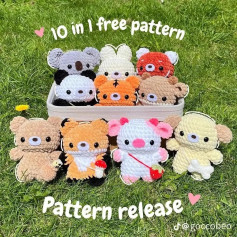 10 in 1 free pattern bear, rabbit, dog, cow, panda, koala, fox, tiger