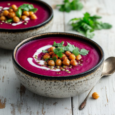 Curried Beet Soup with Tandoori Chickpeas