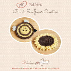 free pattern bee & sunflower coasters