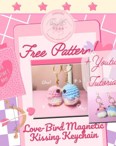 free pattern love bird magnetic kissing keychain