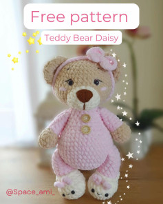 Free pattern of the cute teddy bear Daisy 🧸💕