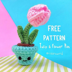 free pattern tulip & flower pot