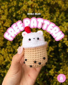 free pattern boba bear in a cup