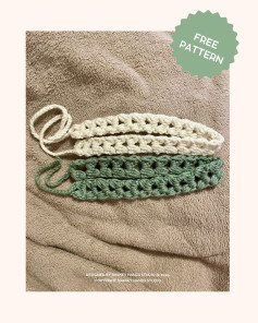 headband crochet pattern, white, green