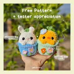 ✨️Myosotis the Bunny 🐰🩵 and Daffodil the Duck 🐥💛 FREE PATTERN release✨️