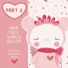 Amigurumi Crochet Pattern: Valentines Angel Hair, Face, Wings & Decor