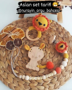 Aslan Temalı Bebek Set Örgü Tarifi