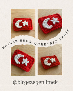 Bayrak Broş Crochet Şeması Ücretsiz