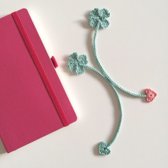 Crochet Bookmark Pattern: Clover & Heart Design