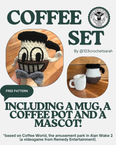 Crochet Coffee Set Pattern: Mug, Pot & Mascot!