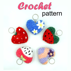 Crochet Heart Keychain Pattern: Fruity Designs