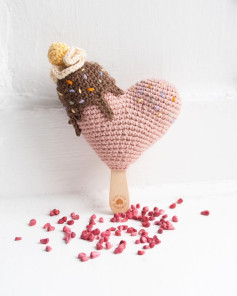Crochet Heart-Shaped Ice Cream Popsicle Pattern