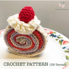 Crochet Pattern: Adorable Raspberry Cake Roll