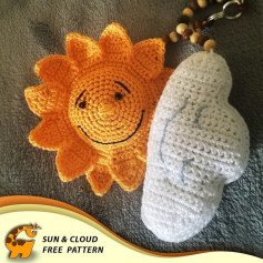 Crochet Sun & Cloud Amigurumi Keychain Pattern